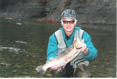 Fly fishing for steelhead on Lake Erie tributary, Elk Creek