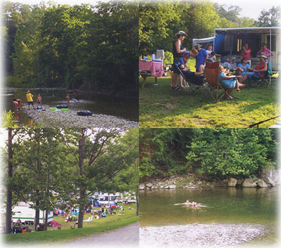 family camping at Follys End on Elk Creek near Lake Erie and Presque Isle State Park.